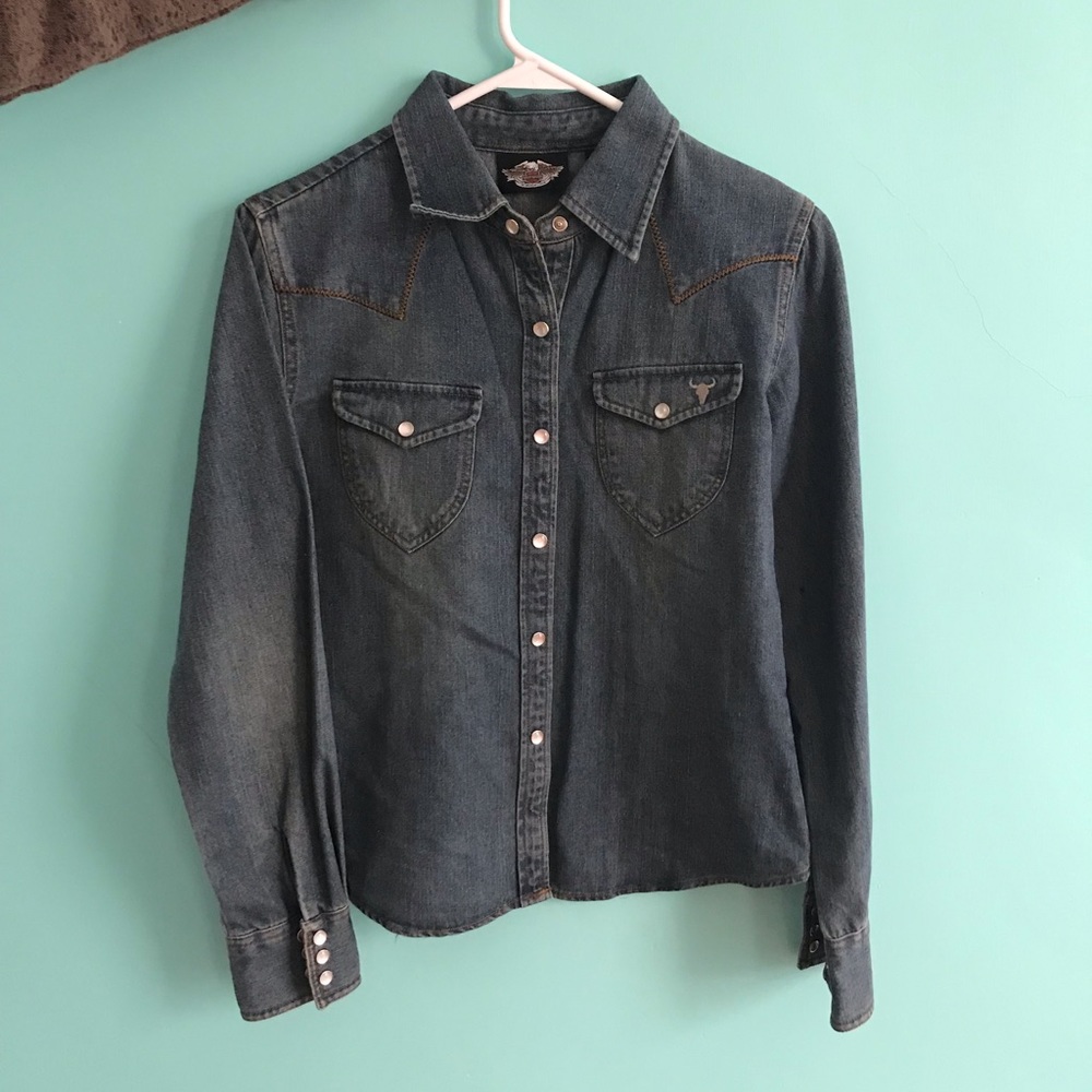 Harley Davidson denim top